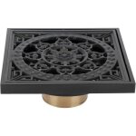 Siphon de sol noir 10 x 10 x 4 cm ? grille carr�e avec filtre amovible ? grille de siphon de sol en cuivre ...