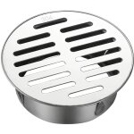 Jusch - siphon de sol rond en acier inoxydable avec manchon de gouttire antiblocage pour tuyaux de drainage, ...