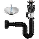 Siphon de vidange d'�vier universel avec drain flexible et bouchon de vidange � filtre r�tractable, kit ...