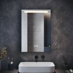 Sirhona armoire murale de salle de bain led anti - buée avec Étagère de rangement maquillage, température ... Sirhona armoire murale de salle de bain led anti - buée avec Étagère de rangement maquillage, température ...