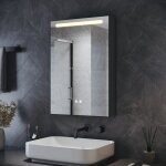 Sirhona armoire murale de salle de bain led anti - buée avec Étagère de rangement maquillage, température ... Sirhona armoire murale de salle de bain led anti - buée avec Étagère de rangement maquillage, température ...