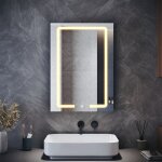 Sirhona armoires murales de salle de bain avec miroir led, prise rasoir, miroir grossissant et 3 modes ...