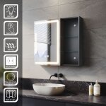 Sirhona - armoire de toilette 650x600mm avec clairage led, prise rasoir dimmable, rangement ouvert miroir ...