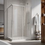 Sirhona cabine de douche rversible porte de douche coulissante d'angle 5mm, cadre argent 80 x 120 x ...