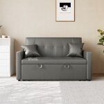 Sirhona canapé convertible droit matériau en cuir 2 places gris foncé style moderne pour salon appartement ... Sirhona canapé convertible droit matériau en cuir 2 places gris foncé style moderne pour salon appartement ...