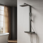 Sirhona colonne de douche thermostatique, laiton gris colonne de douche tube carr� affichage digital ...