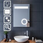 Sirhona miroir led 50x70 cm miroir de salle de bains avec �clairage led miroir cosm�tiques mural lumi�re ...
