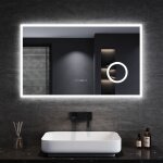 Sirhona - miroir lumineux de salle de bain, miroir led mural de 100x60 cm anti - buée avec miroir grossissant ... Sirhona - miroir lumineux de salle de bain, miroir led mural de 100x60 cm anti - buée avec miroir grossissant ...