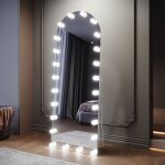 Sirhona - miroir de maquillage ind�pendant en forme d'arc 1600 x 600 x 35mm, 3 modes d'�clairage, installation ...
