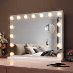 Sirhona - miroir mural miroir maquillage 58x43cm avec haut - parleur bluetooth et ampoule led mirror ...