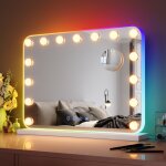 Sirhona - miroir mural miroir maquillage 58x43cm avec lumire rgb et haut - parleur bluetooth miroir ...