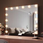 Sirhona - miroir mural miroir maquillage 80x60cm avec 14 ampoules led miroir hollywood 3 couleurs luminosit ...