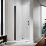 Porte de douche pivotante sans cadre porte de cabine de douche réversible en verre de sécurité 5mm noir ... Porte de douche pivotante sans cadre porte de cabine de douche réversible en verre de sécurité 5mm noir ...