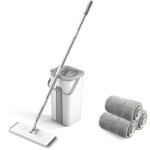 Sjlerst - ensemble de balai plat rotatif  360 degrs, mains libres, humide et sec, balai + 3 chiffons ...
