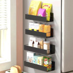 Sjlerst etag�re r�frig�rateur magn�tique, 4 pi�ces �tag�re � m�taux porte - �pices, etagere murale sans ...