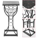 Sjlerst - meuble de table en m�tal avec finition en marbre, avec rangement pour le vin et pr�sentoir