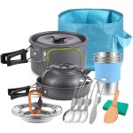 Sjlerst - multi - pcs kit de casseroles camping, cookware kit en alliage d'alu, lgre, durable et compact ...