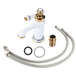 Sjlerst - rtro mitigeur robinet de lavabo, laiton & cramique vier, bleu et blanc en porcelaine  long ...