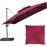 Sjlerst - toile remplacement parasol romain 3x3m bordeaux polyester anti - uv jardin