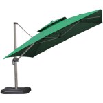 Toile remplacement parasol romain 3x3m vert fonc polyester anti - uv jardin