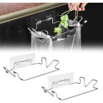 Lot de 2 supports de sacs poubelles en acier inoxydable pour montage mural dans la cuisine