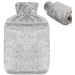 Bouillotte eau chaude premium avec housse non - tisse, aspect velours - bouillotte regles douloureuses ...