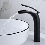 Sjqka robinet cascade salle de bain noir, robinet de lavabo cascade , cascade mitigeur salle bain avec ...