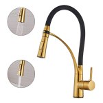 Robinet cuisine, mitigeur cuisine de flexible bec pivotant à 360° et tuyau en silicone noir, avec douchette ... Robinet cuisine, mitigeur cuisine de flexible bec pivotant à 360° et tuyau en silicone noir, avec douchette ...