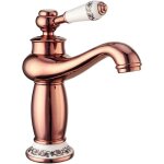 Sjqka - robinet de lavabo en or rose de style vintage avec mitigeur monocommande chaud et froid pour ...