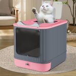 Bac � liti�re pour chats couvert, tiroir amovible, inclus une pelle, double entr�e frontale et sup�rieure ...