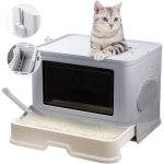 Bac  litire pour chat: maison de toilette chat xxl grande caisse chats litiere ferme facile  nettoyer ...