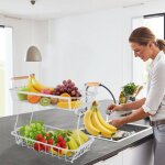 Skecten - corbeille � fruits � 2 �tages, corbeille � fruits en m�tal pour ranger et organiser les l�gumes ...