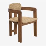 Sklum - lot de 2 chaises de salle � manger avec accoudoirs en bois d'acacia et rotin synth�tique ginara ...