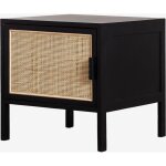 Sklum - lot de 2 tables de chevet en rotin et bois reyna noir