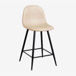 Sklum - lot de 2 tabourets hauts en similicuir glamm ?65 cm beige crme noir