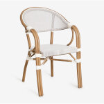 Sklum - lot de 4 chaises de jardin empilables en aluminium brielle bistro avec accoudoirs blanc gardenia ...