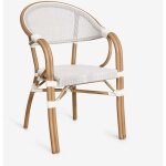 Sklum - lot de 4 chaises de salle � manger empilables en aluminium brielle bistro avec accoudoirs blanc ...