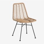 Sklum - lot de 4 chaises de salle  manger en rotin synthtique gouda natural naturel noir