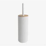 Sklum ? brosse wc en abs avec couvercle en bambou ? finition caoutchout�e ? design moderne pour salle ...