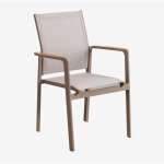 Sklum - chaise de jardin empilable avec accoudoirs en aluminium elvira moka brown
