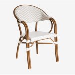 Sklum - chaise de jardin empilable en aluminium avec accoudoirs brielle bistro beige nude - blanc gardenia ...