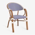 Sklum - chaise de jardin empilable en aluminium avec accoudoirs brielle bistro bleu ken - blanc gardenia ...