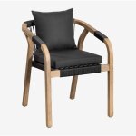 Sklum - chaise de salle à manger avec accoudoirs en bois d'acacia de dubaï gris graphite Sklum - chaise de salle à manger avec accoudoirs en bois d'acacia de dubaï gris graphite