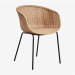Sklum - chaise de salle � manger avec accoudoirs en osier synth�tique et fer tulua naturel