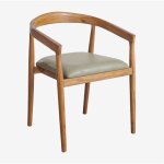 Sklum - chaise de salle  manger en cuir visby vert bambou