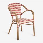 Sklum - chaise de salle  manger empilable solange bistro avec accoudoirs en rotin synthtique et aluminium ...