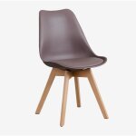 Chaise de salle à manger en polypropylène et bois de hêtre nordic sklum gris taupe Chaise de salle à manger en polypropylène et bois de hêtre nordic sklum gris taupe