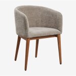 Sklum - chaise de salle � manger rembourr�e bunia avec accoudoirs bois fonc�