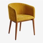 Sklum - chaise de salle � manger rembourr�e bunia avec accoudoirs bois fonc�