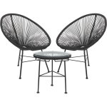 Sklum - ensemble de jardin avec 2 fauteuils et table d'appoint en acier et osier synthtique new acapulco ...